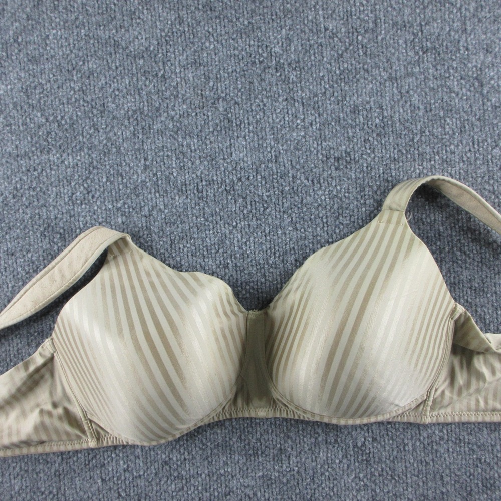 Playtex T-Shirt Bra Womens 36C Beige Striped Padded Underwire Seamless Satin